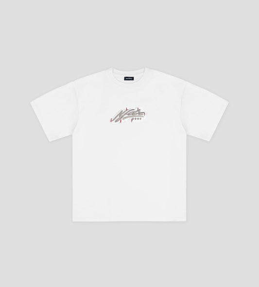 Cursive Stab Tee - White