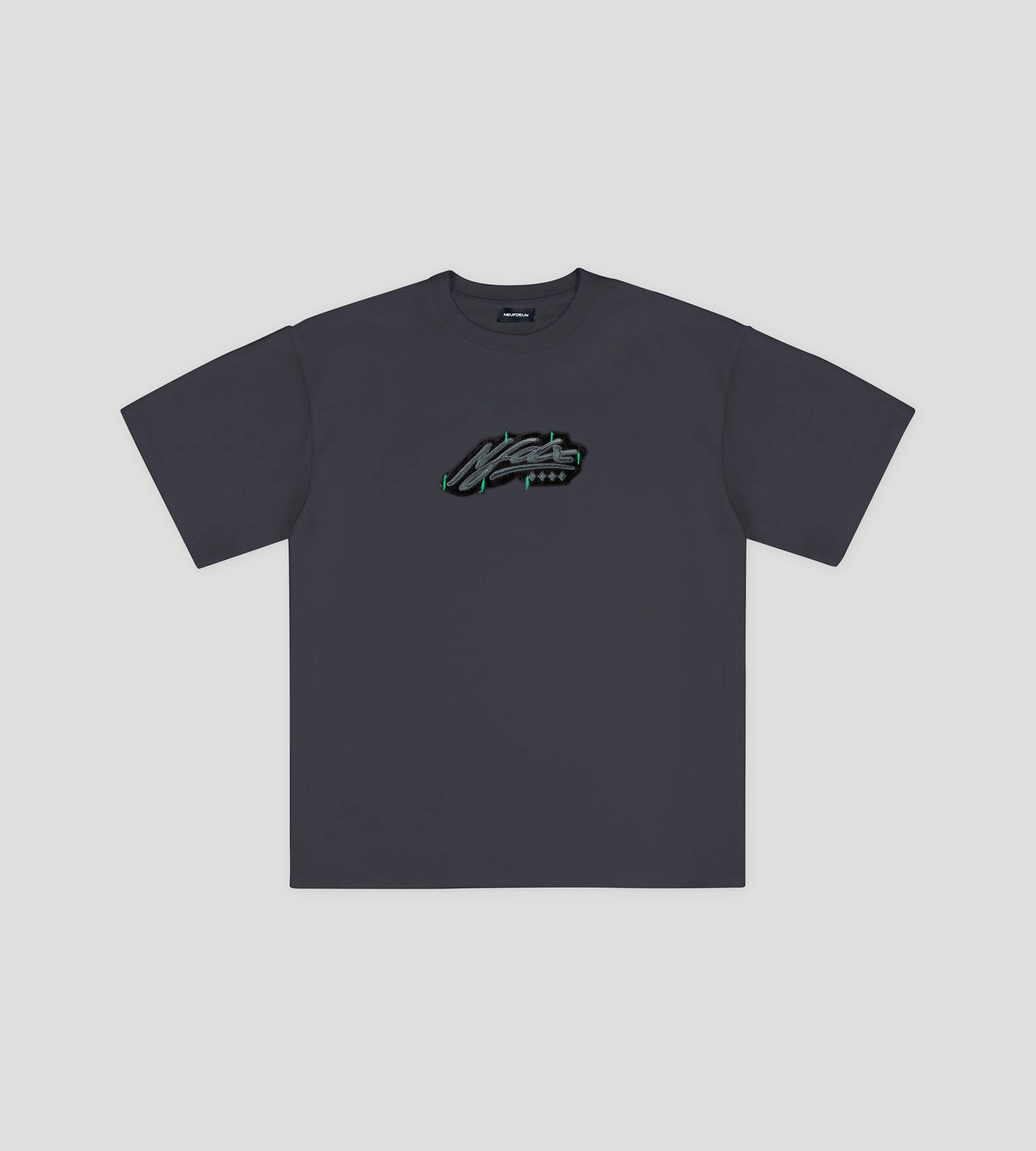 Cursive Stab Tee - Dyed Grey