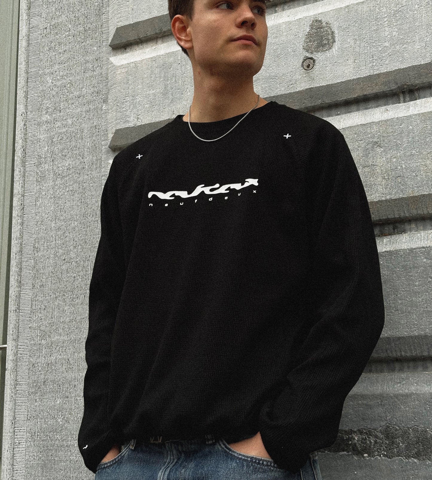 Cross Waffle Longsleeve - Black